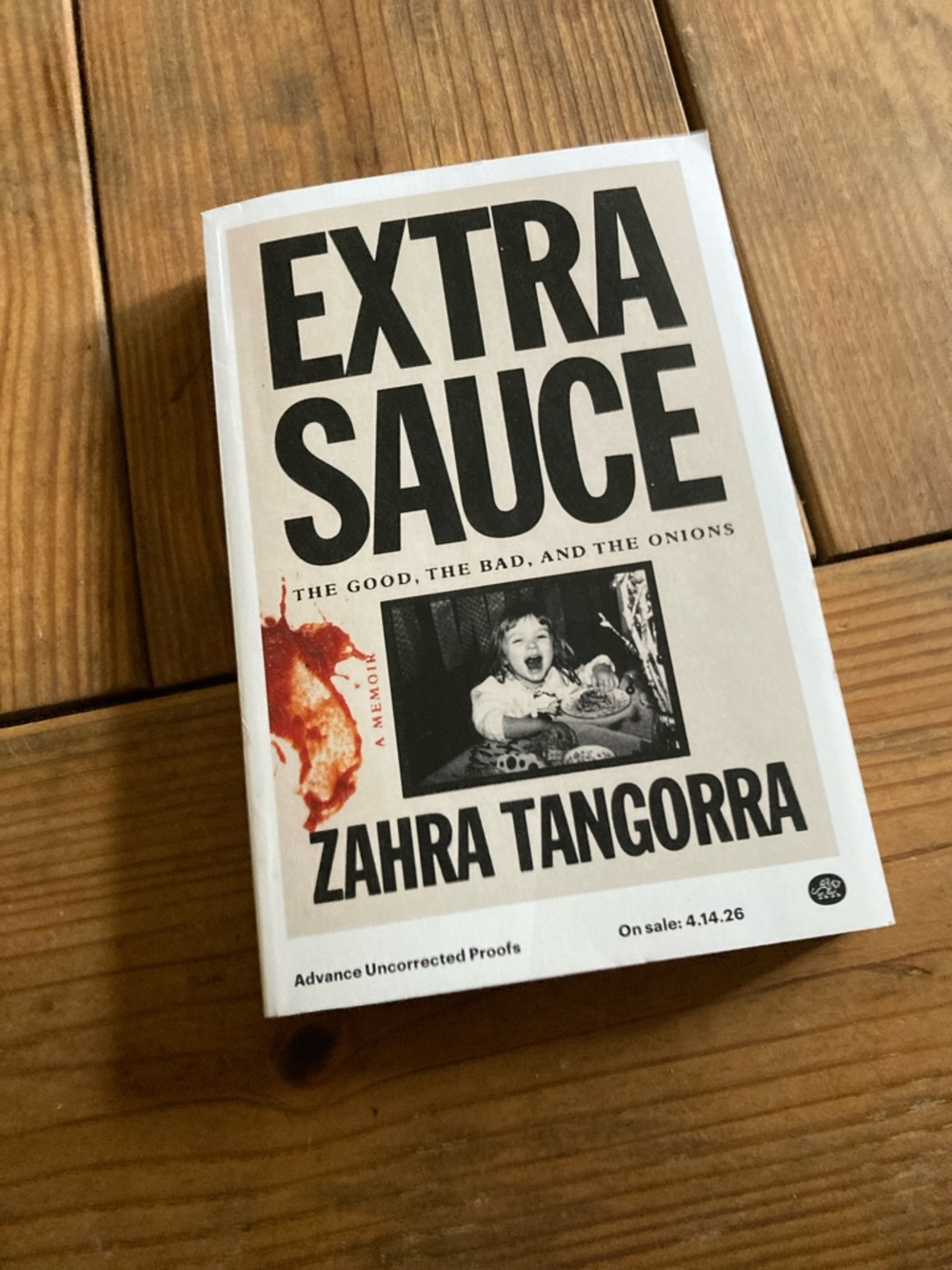 Extra Sauce by Zahra Tangorra — White Cover Book uncorrected proofs